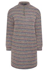 YOURS Plus Size Blue Ribbed Quarter Zip Jumper Dress | Yours Clothing 5