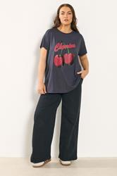 YOURS Plus Size Grey 'Cherries' Slogan T-Shirt | Yours Clothing 1