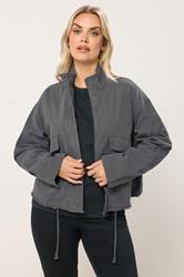 YOURS Plus Size Charcoal Grey Drop Shoulder Twill Jacket | Yours Clothing 3