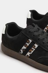 Black Retro Leopard Stripe Trainers In Extra Wide EEE Fit | Yours Clothing 5