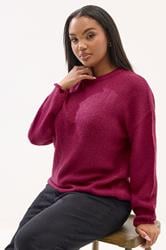YOURS Plus Size Dark Pink Soft Touch Knitted Jumper | Yours Clothing 3
