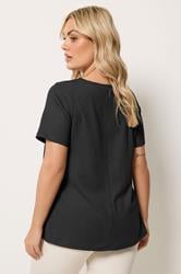YOURS Plus Size Black Crinkle T-Shirt | Yours Clothing 2