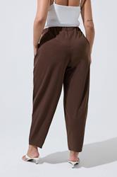LIMITED COLLECTION Plus Size Chocolate Brown Pleated Barrel Leg Trousers | Yours Clothing 2