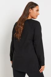 YOURS Plus Size Black Military Button Long Sleeve T-Shirt | Yours Clothing 3