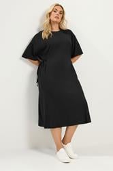 YOURS Plus Size Black Front Tie Midi Dress | Yours Clothing 3