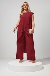 YOURS LONDON Plus Size Red Pleated Trousers | Yours Clothing 3