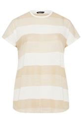 YOURS Curve Natural Brown & Gold Shimmer Stripe Top