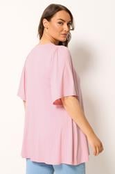YOURS Plus Size Pink Pleated Front Swing Top | Yours Clothing 2