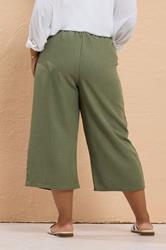 YOURS Plus Size Green Cropped Trousers | Yours Clothing 3