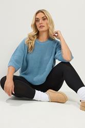 YOURS Plus Size Denim Blue Knitted Jumper | Yours Clothing 3