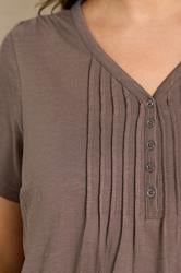 EVANS Plus Size Mocha Brown Henley Top | Evans 4