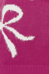 YOURS Plus Size Pink Fluffy Bow Knitted Jumper | Yours Clothing 4