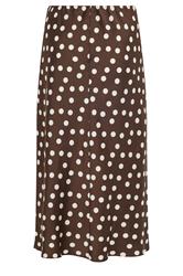 YOURS Plus Size Chocolate Brown Polka Dot Satin Skirt | Yours Clothing 6