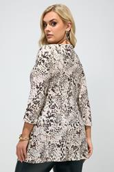 YOURS LONDON Plus Size Ivory White Animal Print Knot Front Top | Yours Clothing 2
