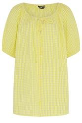 YOURS Curve Yellow Gingham Puff Sleeve Blouse