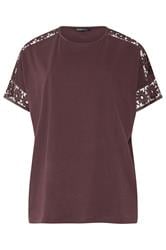 YOURS Curve Chocolate Brown Crochet T-Shirt