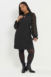 YOURS Plus Size Black Lace Mini Dress | Yours Clothing 1
