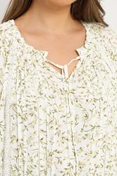 YOURS Plus Size Ivory White Leaf Print Tie Neck Top | Yours Clothing 4