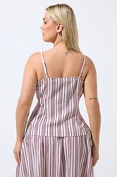 LIMITED COLLECTION Plus Size Red & White Stripe Strappy Waistcoat | Yours Clothing 2