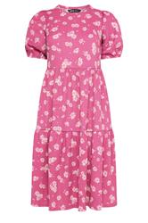 YOURS Plus Size Pink Daisy Tiered Midi Dress | Yours Clothing 5