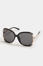 Black Teardrop Metal Arm Sunglasses | Yours Clothing 2