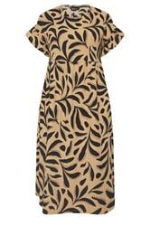 YOURS Plus Size Brown Abstract Frill Sleeve Dress | Yours Clothing 5