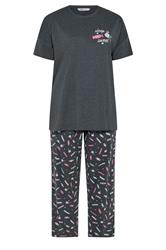 YOURS Plus Size Grey 'Sleep Is Sweet' Wide Leg Pyjama Set | Yours Clothing 5