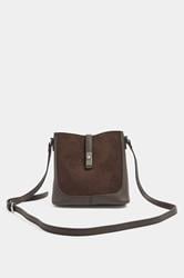 Chocolate Brown Faux Suede Cross Body Bag