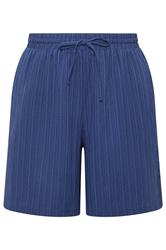 YOURS Plus Size Denim Blue Textured Woven Shorts | Yours Clothing 5