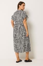 YOURS Plus Size Black Abstract Frill Sleeve Dress | Yours Clothing 2