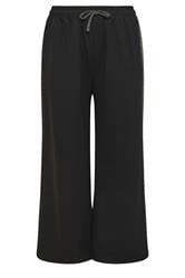 YOURS Plus Size Black Shimmer Side Stripe Wide Leg Joggers | Yours Curve 5