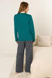 M&Co Green 'Cosy Sleep Club' Wide Leg Pyjama Set | M&Co 4