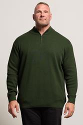 BadRhino Big & Tall Duffel Green Milano Quarter Zip Jumper | BadRhino 1