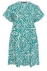 YOURS Curve Turquoise Green Abstract Frill Sleeve Tunic Dress