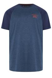KAM Big & Tall Navy Blue Raglan Graphic Print T-Shirt | BadRhino 1