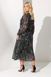 YOURS LONDON Plus Size Black Blurred Feather Pleated Shirt Dress | Yours Clothing 2