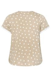 YOURS Plus Size Mocha Brown Spot Contrast Sleeve T-Shirt | Yours Clothing 6