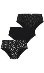 3 Pairs Ladies Black Briefs Maxi 100% Cotton Fit Underwear Knickers Briefs  Womens Underpants Underwear Nickers Panties UK WMS-XXXOS