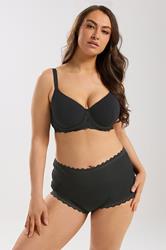 YOURS Plus Size Black Soft Touch Ribbed Underwired Bra | Yours Clothing 1