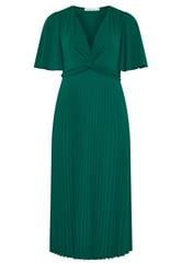 YOURS LONDON Curve Emerald Green Knot Pleated Maxi Dress