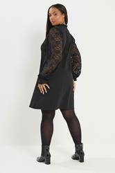 YOURS Plus Size Black Lace Mini Dress | Yours Clothing 2
