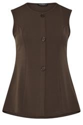 LIMITED COLLECTION Curve Chocolate Brown Seam Detail Waistcoat