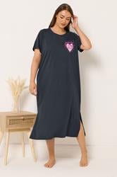 YOURS Plus Size 2 PACK Navy Blue 'Ciao Bella' Midaxi Nightdresses | Yours Clothing 2