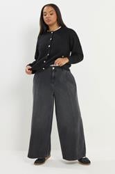 YOURS Plus Size Black Front Seam Wide Leg Jeans | Yours Clothing 2