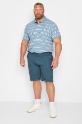 BadRhino Big & Tall Light Blue Stripe Print Polo Shirt | BadRhino 2