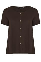 YOURS Curve Brown Crinkle T-Shirt