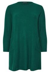 EVANS Curve Teal Green Front Pocket Tunic Jumper