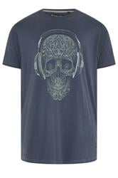 KAM Big & Tall Navy Blue Skull Graphic T-Shirt | BadRhino 1