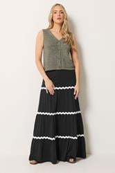 LTS Tall Women's Black Contrast Swirl Cotton Maxi Skirt | Long Tall Sally 3