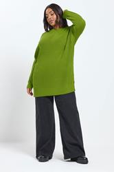 YOURS Plus Size Green Drop Shoulder Jumper | Yours Clothing 1
